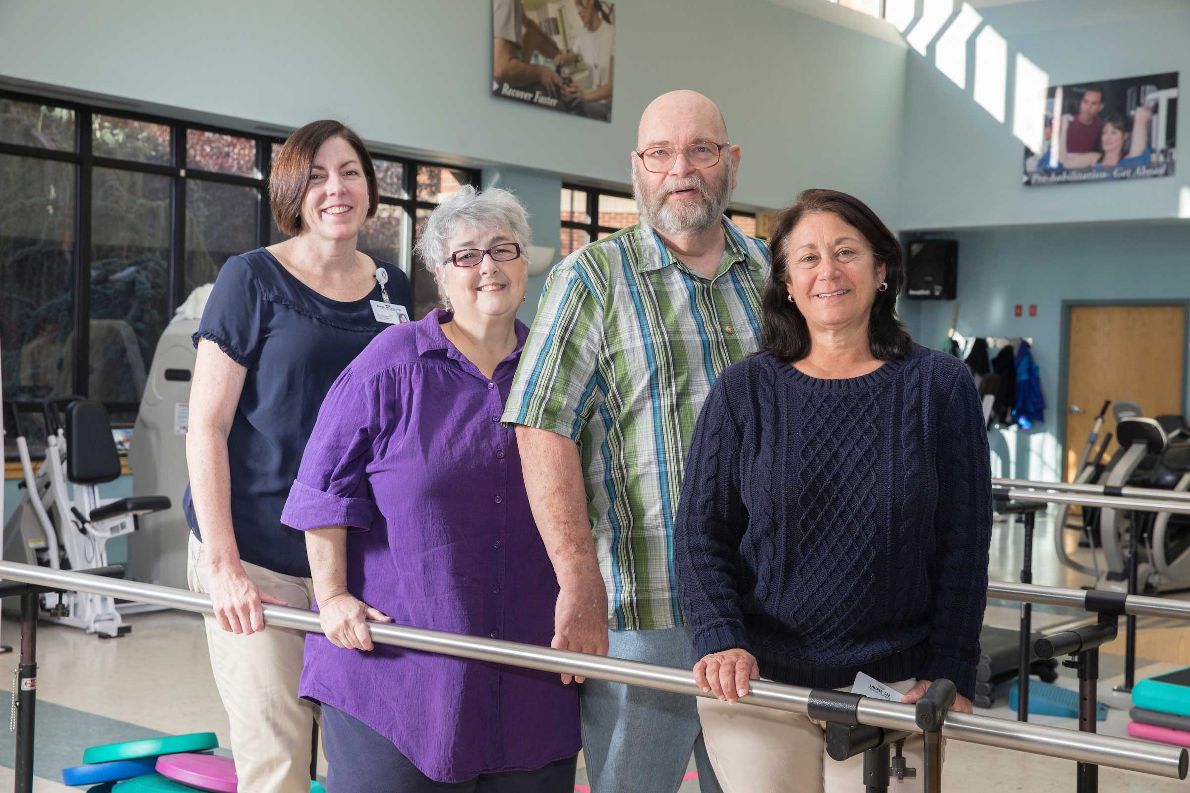 In the Hospital of Central Connecticut’s therapy pavilion: from left, Kerri McQuillan (registered (registered play therapist), Arlene Palmer and Dan Palmerand Laurie Lee (physical therapist).