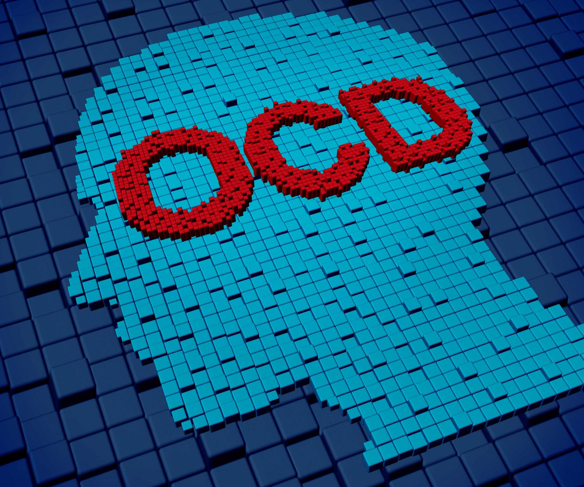 Illustration showing head with letters OCD.