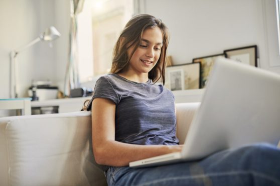 Teen with laptop