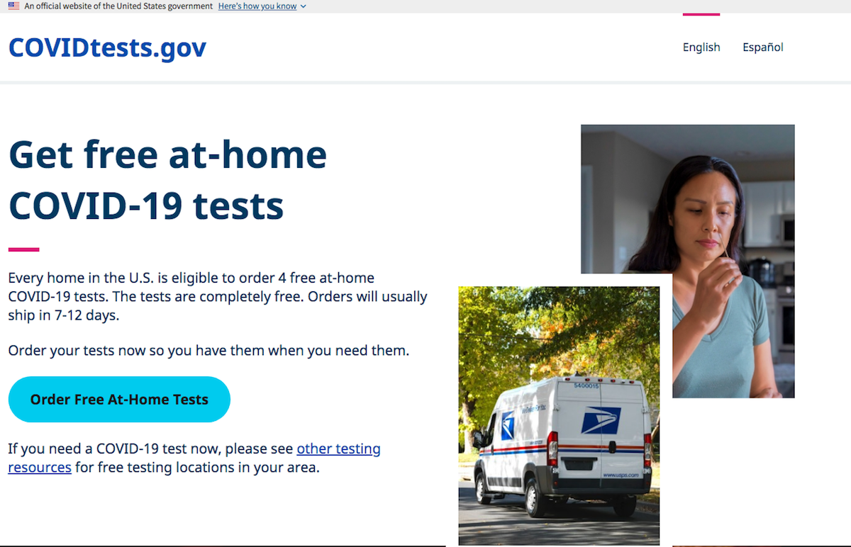 Free at-home COVID-19 tests from the federal government now