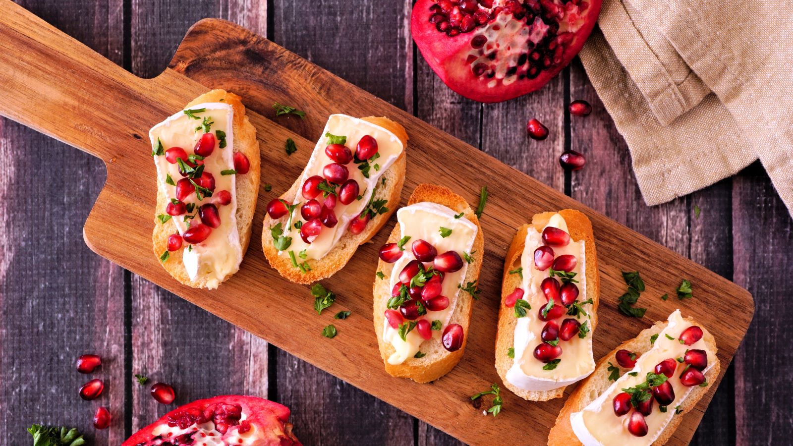Pomegranate Brie Bruschetta
